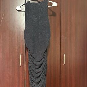 Black Sparkle Ruched Maxi Dress